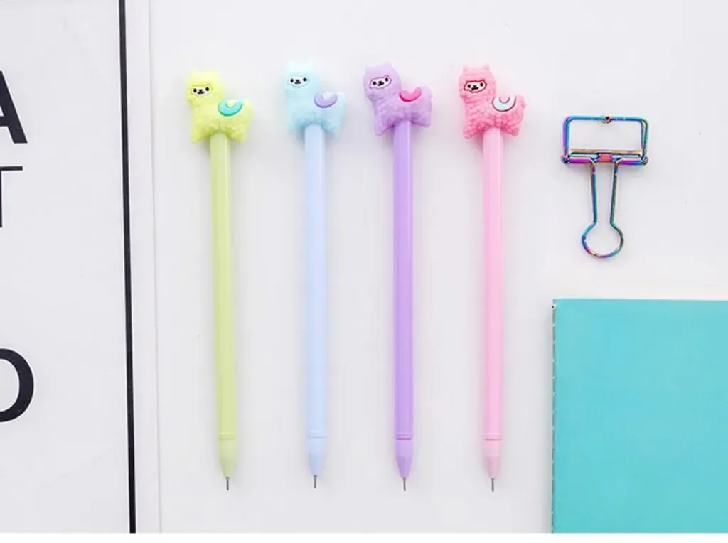 Cartoon alpaca gel pen 0.5mm black children Writing Pen Office Eexamination Limited Office Material School Supplies wholesale Free E-PACK