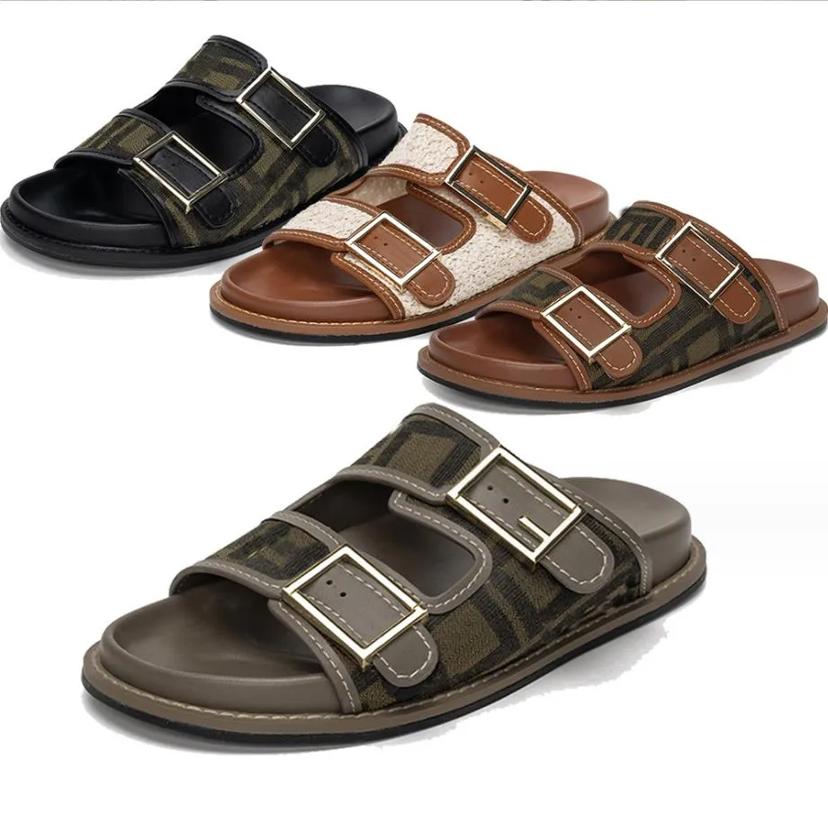 Designer tofflor glider skor sandaler sommarlägenheter sexiga läderplattform skor damer strand enkelt stilfulla bilder 2 remmar med justerade guldspännen