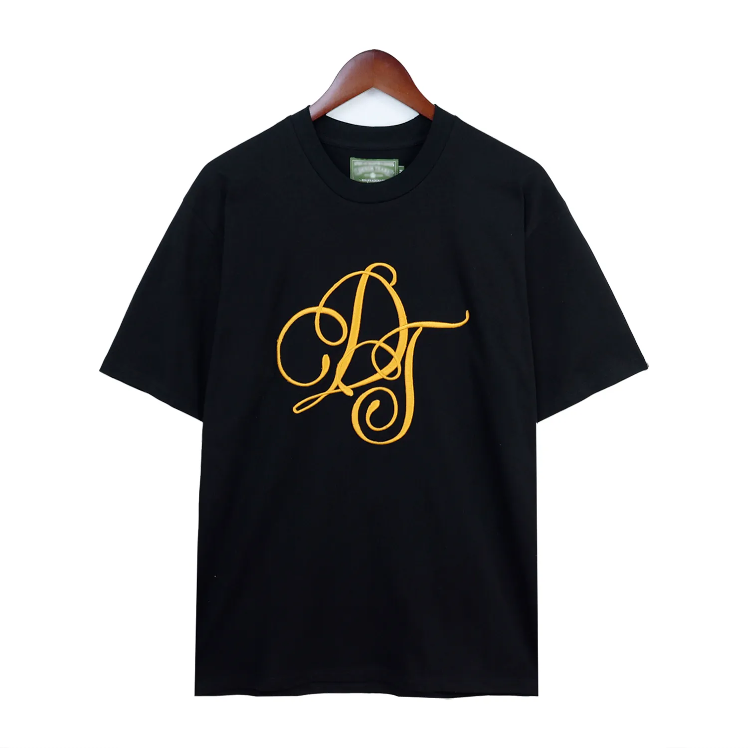 designer shirts mens t shirt Denim Signature with gold embroidery Black T-shirt European and American trendy brands designer clothes