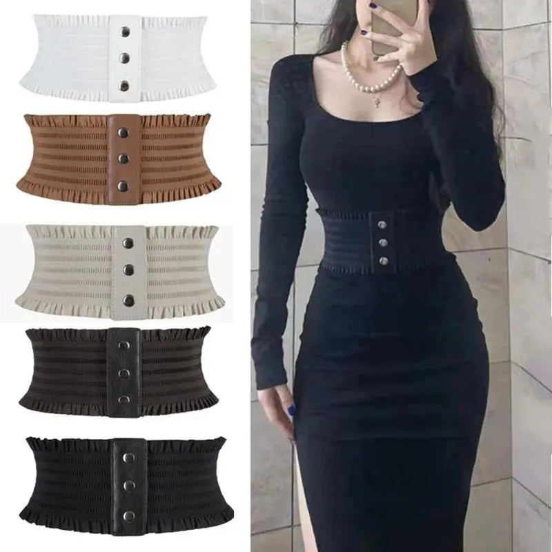 Belts Women Vintage Ladies Skirt Dress Coat Leather Waistband Elastic Corset Band Luxury Wide Stretch Cummerbunds