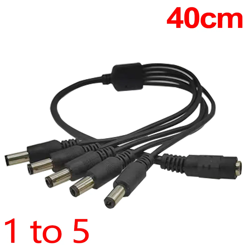 5,5 mm 2,1 mm 1 till 2/3/4/5/6/8 väg DC Power Supply Cable 5V 12V Power Adapter Connector Cable för LED -remsbelysning CCTV -kamera LED -förlängningssladdar
