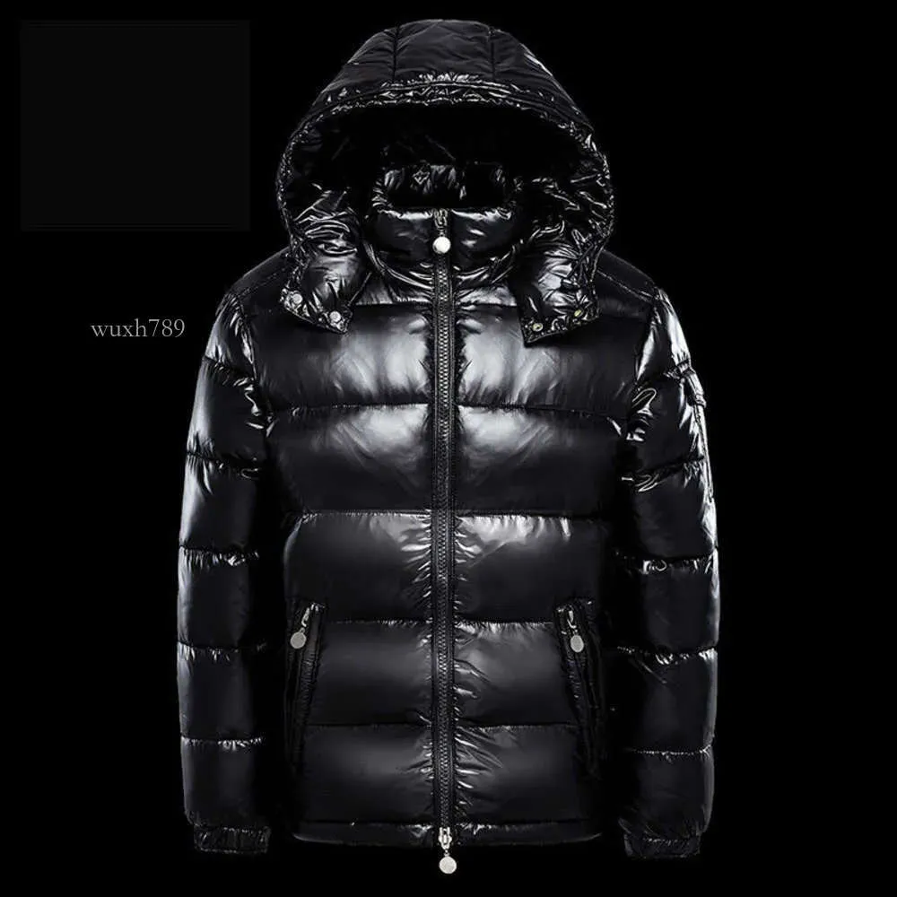 Ny herrdesigner vinter vindtät termisk kvinnors down jacka glänsande material par mannequin huva kappa jacka