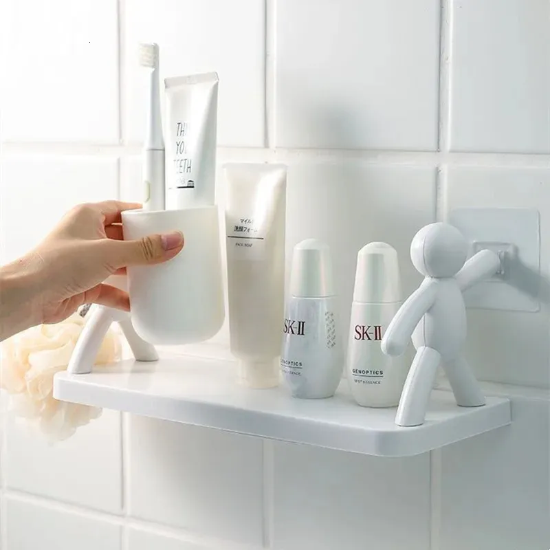 Porta shampoo autoadesivo da bagno porta asciugamani da doccia portaoggetti per WC cosmetici decorazione della casa cucina portaoggetti in plastica PP 240123