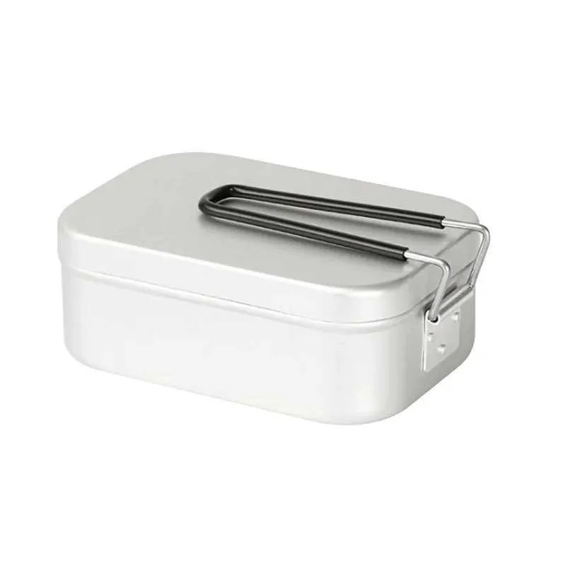 Boîte à déjeuner en aluminium, cuisine de Camp, voyage Camping pique-nique boîte à dîner, grande Mini vaisselle d'extérieur de grande taille, ensemble de poêle YQ240123