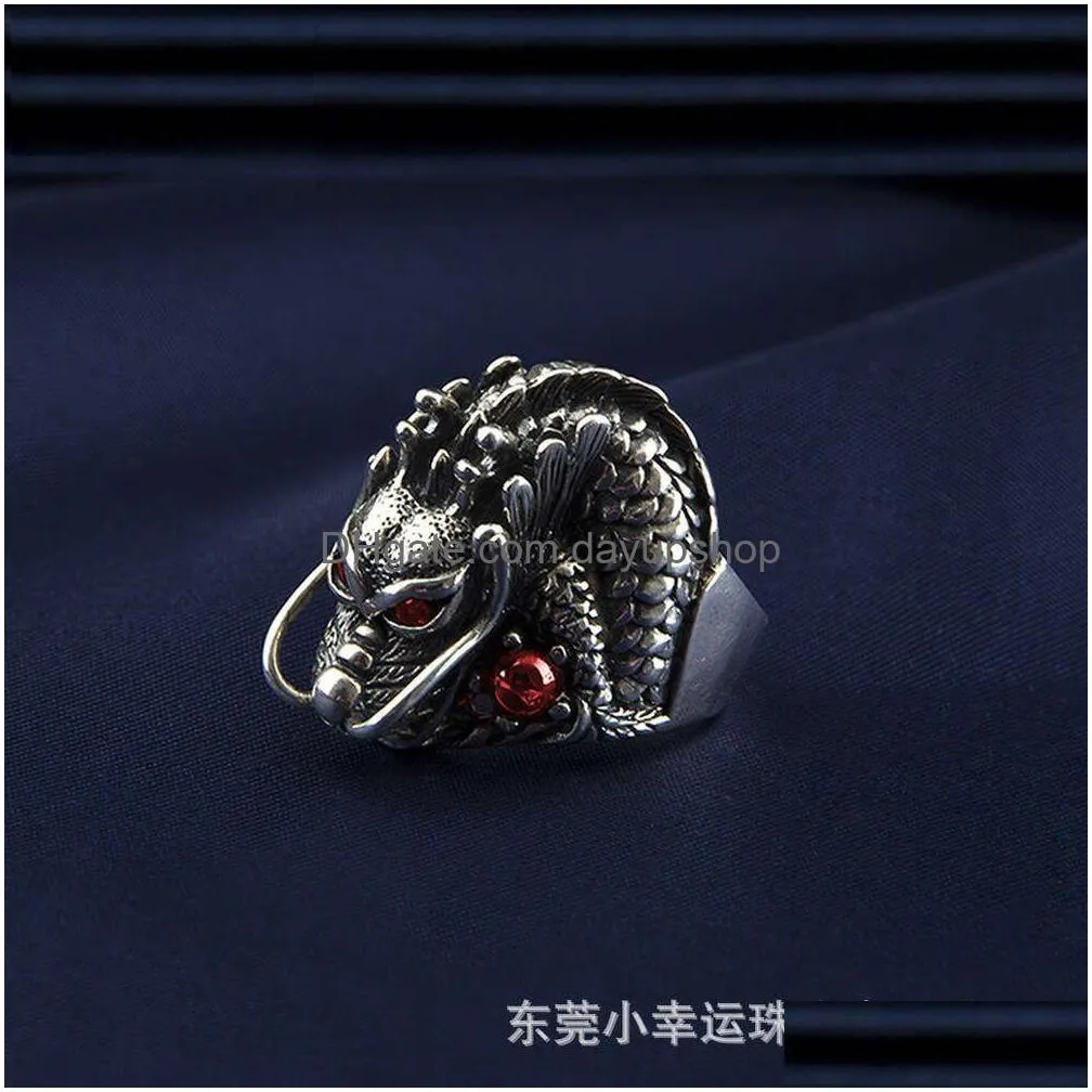 Designer David Yuman Bracciale gioielli Angelo di giada S925 Sterling Sier Thai Anello testa di drago Personalità prepotente Zodiaco alla moda Dhv6T