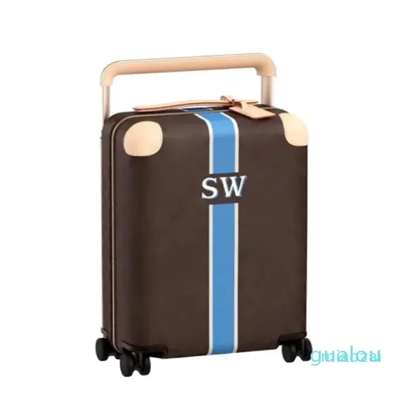 10A Luxus-Markenkoffer, personalisierbar, anpassbares anfängliches Streifenmuster, klassisches Gepäck, Mode, Unisex, Trunk Rod Box Spinner, Universal Wheel Duffel