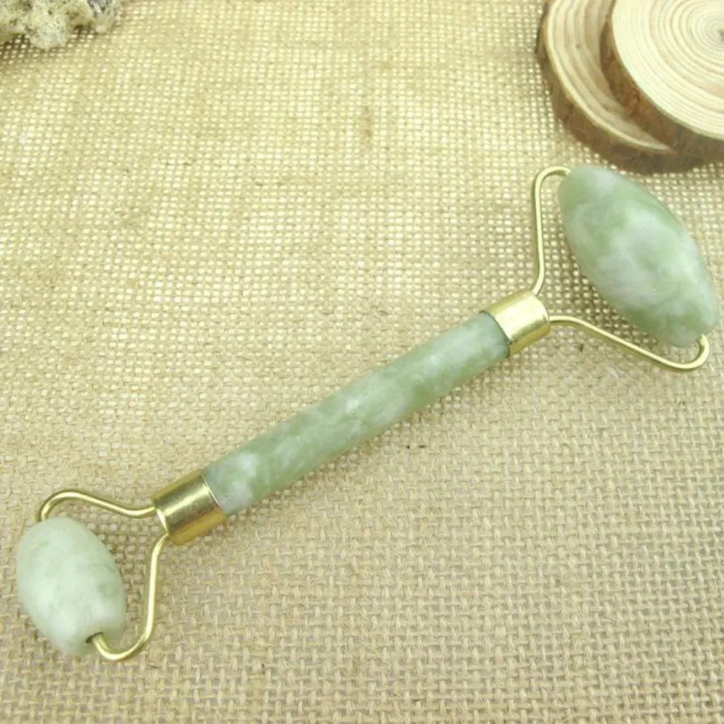 Natural Tumbled Chakra Rose Quartz Carved Beauty Roller Facial Massor Stick Jade massager 