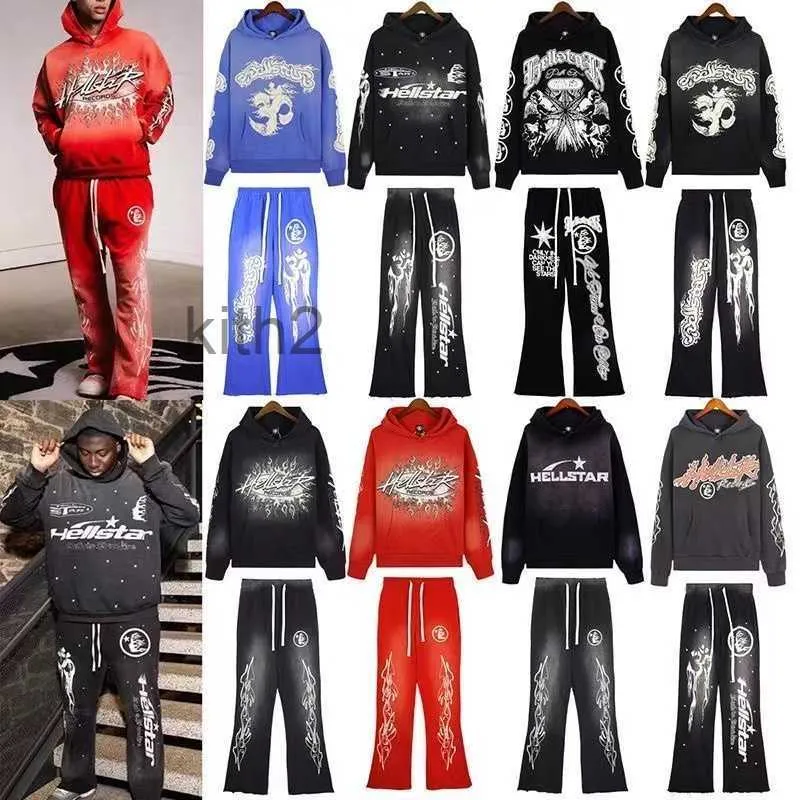 Hellstar sudaderas con capucha chándales para hombre streetwear sudadera con capucha casual hombres moda letra impresión sudadera para mujer hip hop con capucha tops pantalones 0ki9