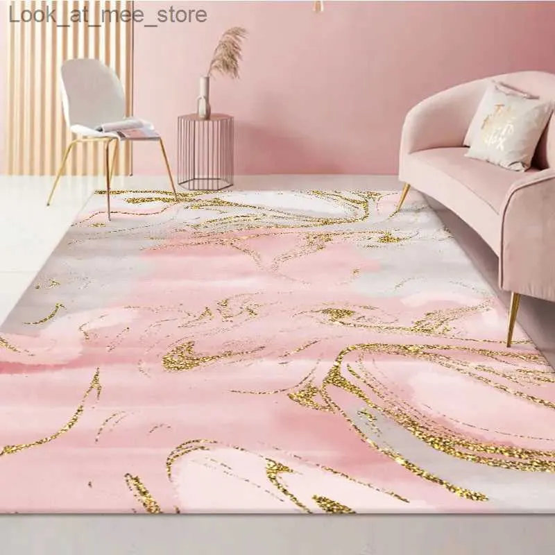 Carpet Modern Nordic Large Carpet Living Room 3D Print Gold Pink Colorful Abstract for Kitchen Bedroom Area Rug Home Decor Mat Tapis Q240123