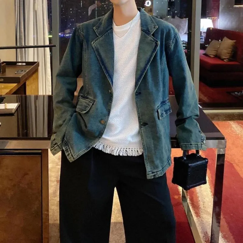 Giacche da uomo lavate e usurate da uomo abito di jeans High Street Fashion design coreano cappotti maschili giacca sportiva primavera autunno 2024 elegante