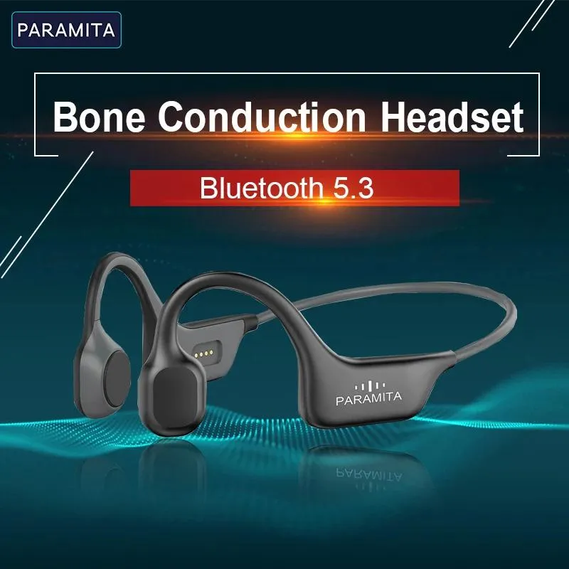 Albums Paramita Real Bone Conduction Headphones Bluetooth Wireless Elecphones Sports Sports Headset avec micro pour les entraînements en cours d'exécution