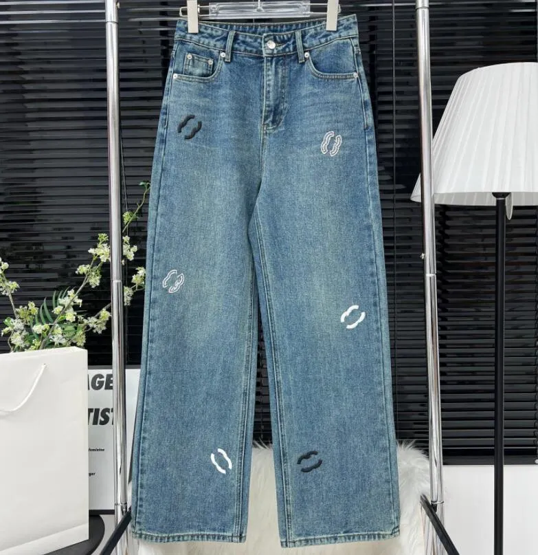 designer womens Jeans Channel letter Luxury pants C Designer jeans Fashion brand Embroidery ladies wide leg pants women clothing