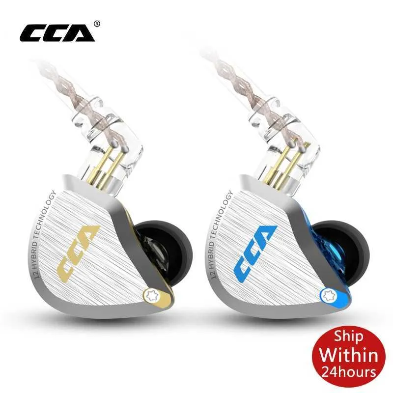 Headsets CCA C12 5BA + 1DD Hybrid Metall Headset HIFI Bass Ohrhörer In-Ear-Monitor Noise Cancelling Kopfhörer Ohrhörer C10 C16 ZST ZSN PRO J240123