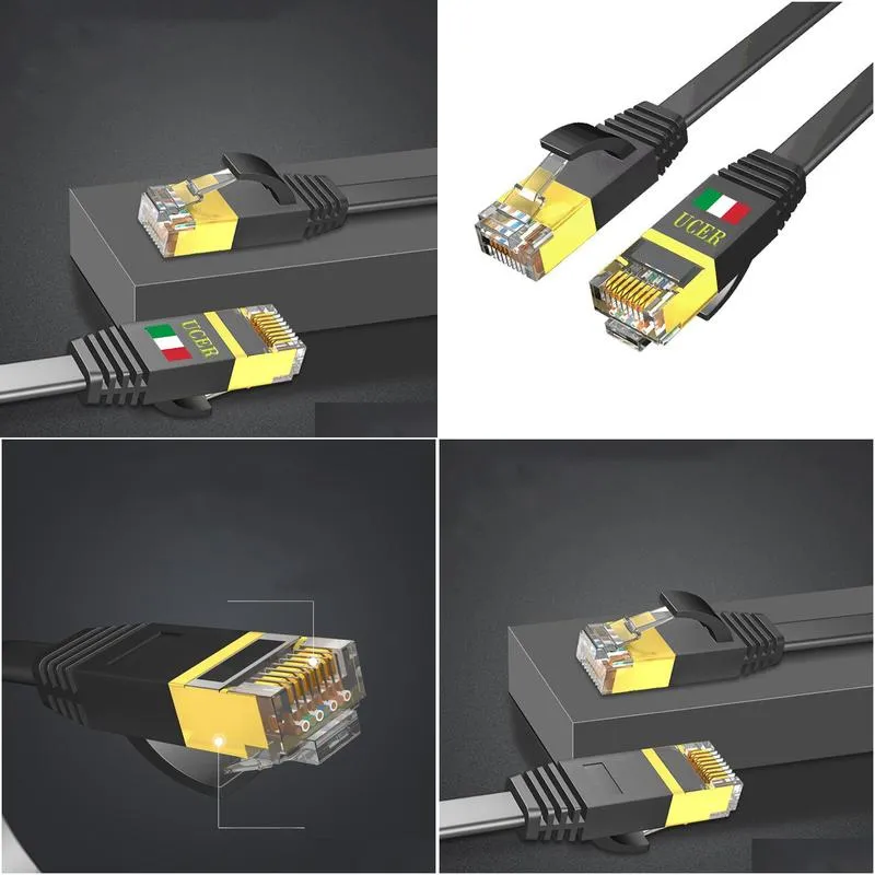 Network Cable Connectors Rj45 Ethernet Ucer 1M 6M 12M Cat5E Cat5 Internet Lan Cord For Pc Computer Drop Delivery Computers Network Dhklu