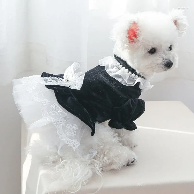 Vêtements pour chiens Tutuu Robe Princesse Chiots Costume Robes Velours Vêtements Pet Bows 090C