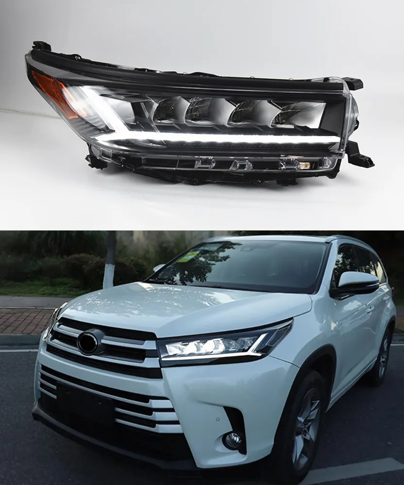 Toyota Highlander Otomobil Far için LED Gündüz Dönüş Sinyali Kafa Işığı 2018-2021 Yüksek Işın Projektör lens