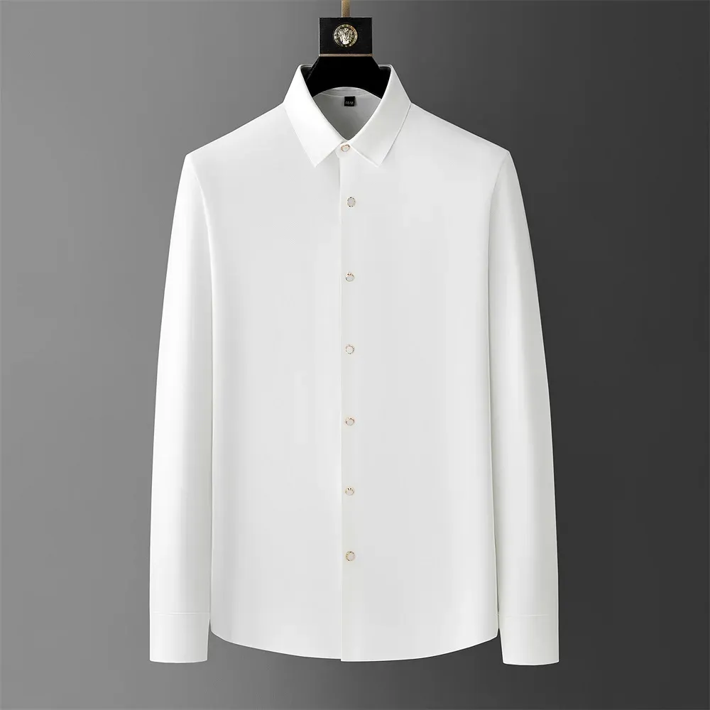 2024 primavera tinta unita camicie da uomo manica lunga slim fit business formale camicie streetwear social party smoking camicetta M-5XL