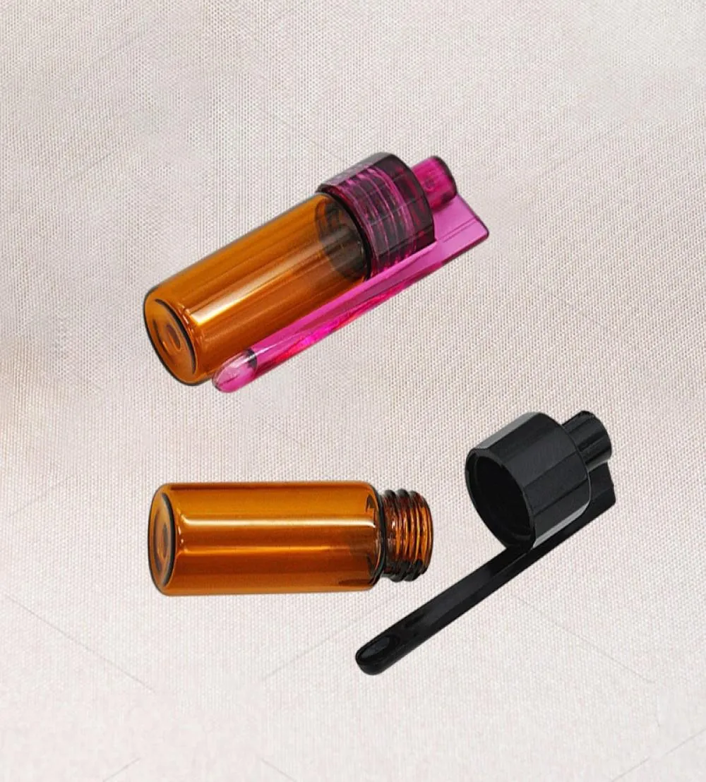 51mm36mm 유리 병 Snuff Snuff Dispenser 휴대용 총알 Snorter Plastic Vial Pill Case Case Box 숟가락 다중 Co9132210