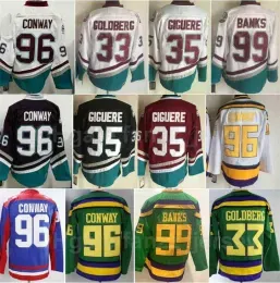 Hockey Vintage Ice Hockey Retro 33 Greg Goldberg Jersey 8 Teemu Selanne 9 Paul Kariya 35 Jean-Sebastien Giguere 99 Adam Banks Stitched