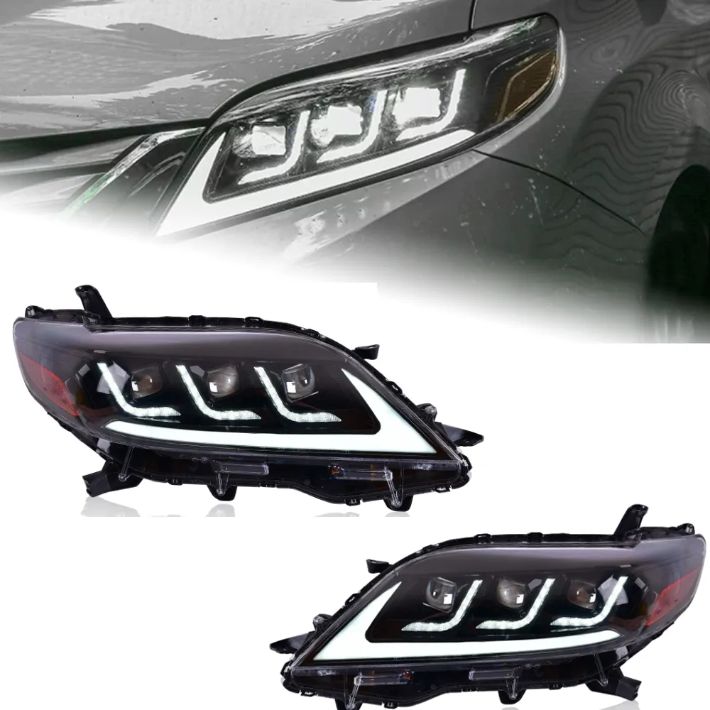 Auto per Toyota Sienna 2011-20 19 LED Aggiornato Lampada Frontale DRL Indicatori di direzione dinamici Gruppo lampada frontale