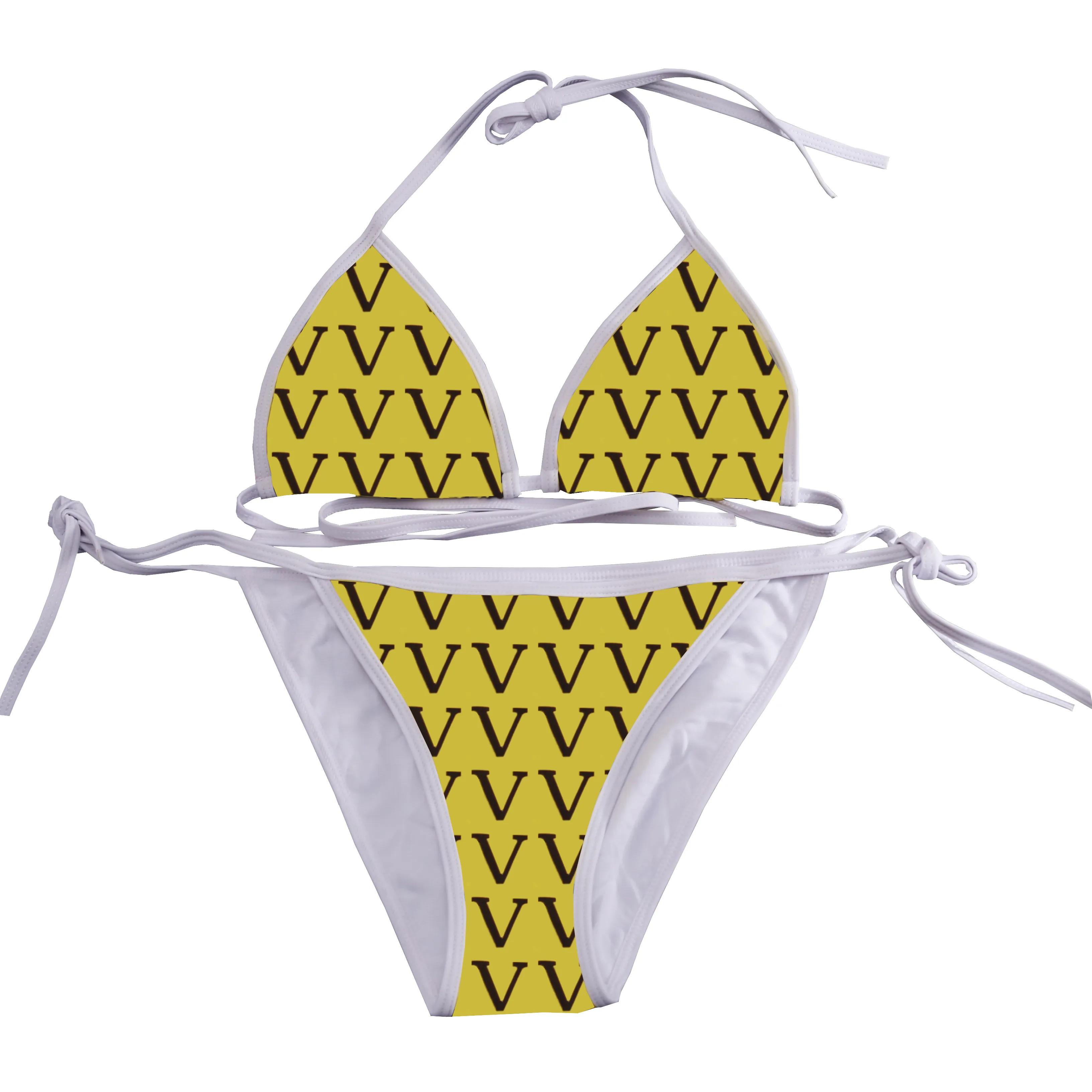 Ontwerper Biquini Set Letter Print Badmode voor Dames Zomervakantie Zwemmen Badpak Lace Up Halter Bikini's