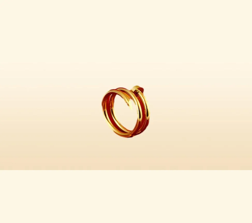 Pierścień miłości klasyczny luksusowy projektant biżuterii Men039s i Women039S Pierścienie Tytan Stalowa litera podwójna pasmo rozmiar 5114176653
