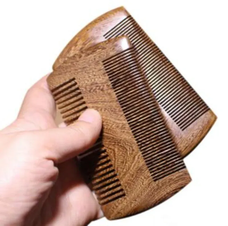 Natural Sandalwood Pocket Beard & Hair Combs for Men - Handmade Natural Wood Comb with Dense and Sparse Tooth