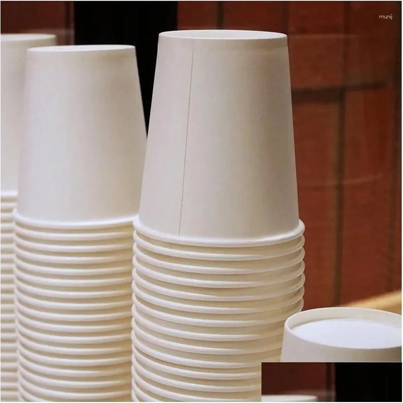 Gobelets jetables pailles en papier STS pour boissons froides, paquet de 100 12 oz - Tasse à café et à thé douce et durable, idéales pour les fêtes de bureau, livraison directe Dhobw