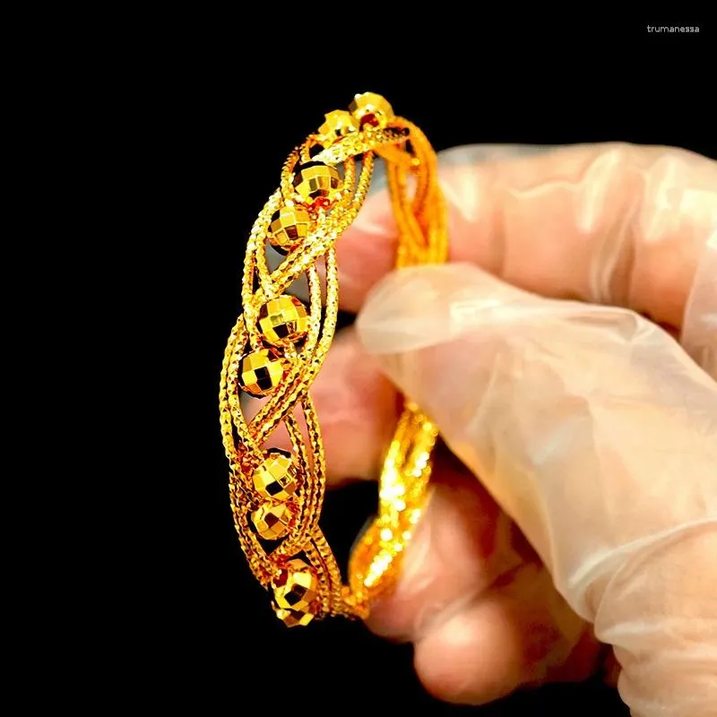 Kadınlar için Bileklik Bileklik 24K Altın Kaplama Bileklik Dubai Gelin Kadın Mücevherleri DD30242