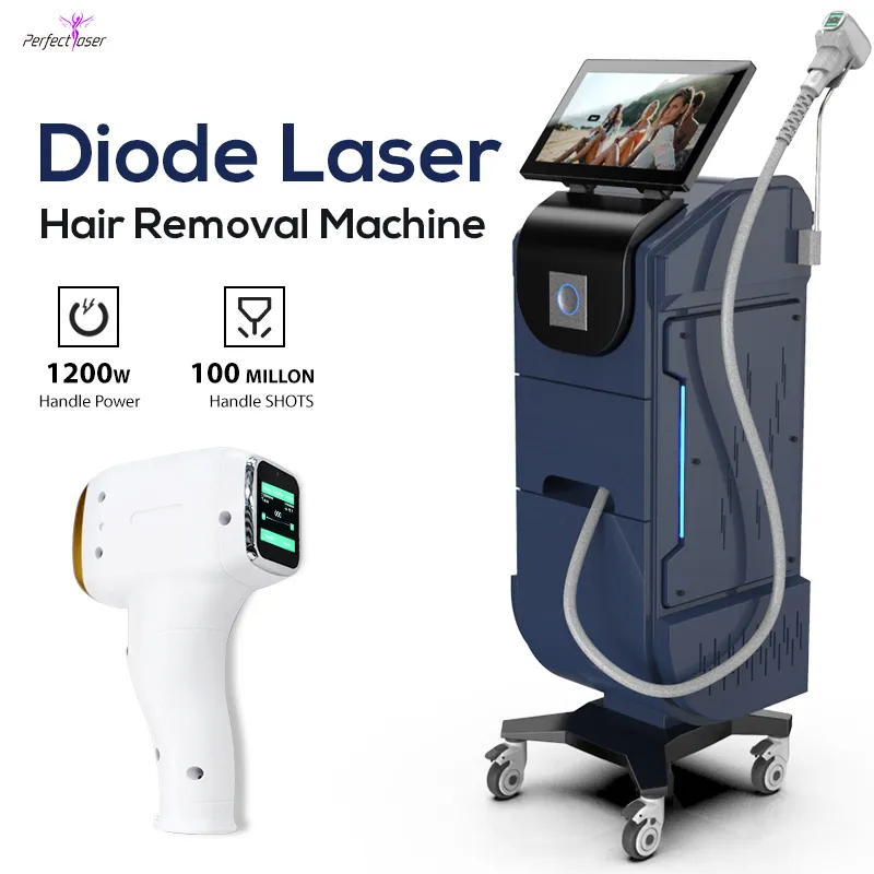 Toppförsäljning Diode Laser Hårborttagningsmaskin One Hantera Ice Painless Lazer Hair Ta bort för alla hudtyper Salong Beauty Application