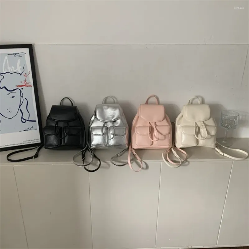 Mochilas escolares Coreia do Sul Vegan PU Couro Mochilas Mulheres Simples Moda Grande Capacidade Mochila Estudante Meninas Vintage Versátil Bag