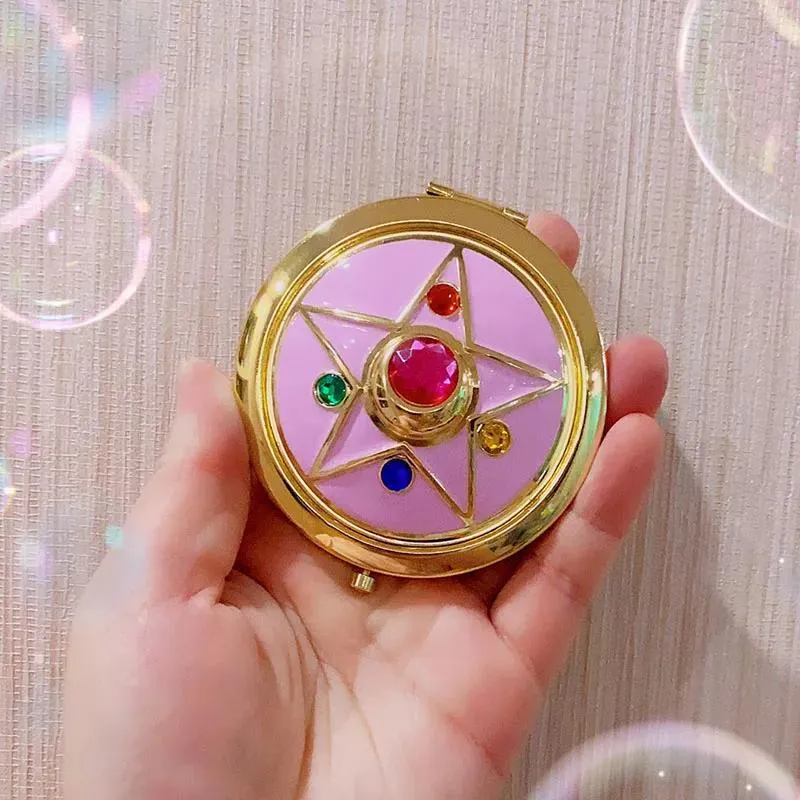 Lustrzane kreskówkowe peryferie anime księżyc transformujący lustro osobowość dziewczyna przenośna makijaż lustro mały prezent lustra