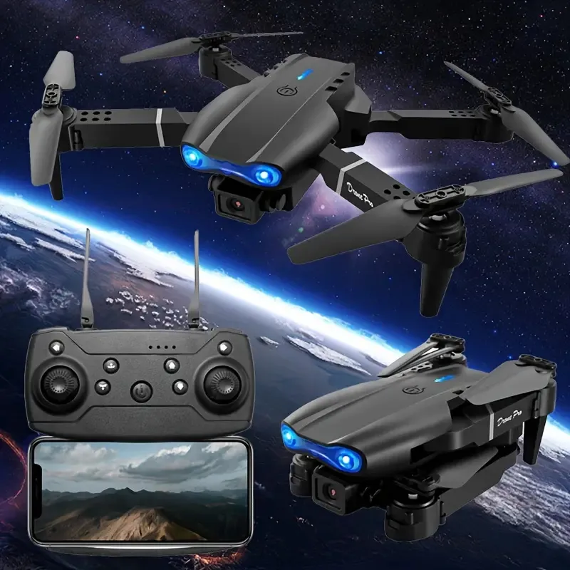 Nouveau pour les débutants E99 Drone télécommandé professionnel, double caméra double télécommande pliable quadrirotor maintien d'altitude jouets télécommandés jouets cadeaux de vacances