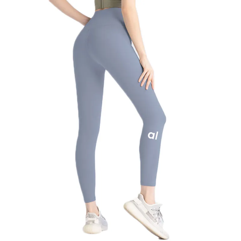 ALOLULU 2024 lycra fabric Solid Color Women yoga pants High Waist Sports Gym Wear Leggings Elastic Fitness Lady Outdoor Sports Trousers