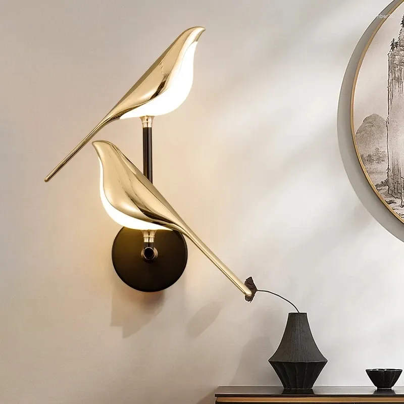 Wandleuchte Kreativität Vogel Design Vergoldung LED-Lampen Flur Treppe Wandleuchte Schlafzimmer Wohnzimmer Dekor Innenbeleuchtungskörper