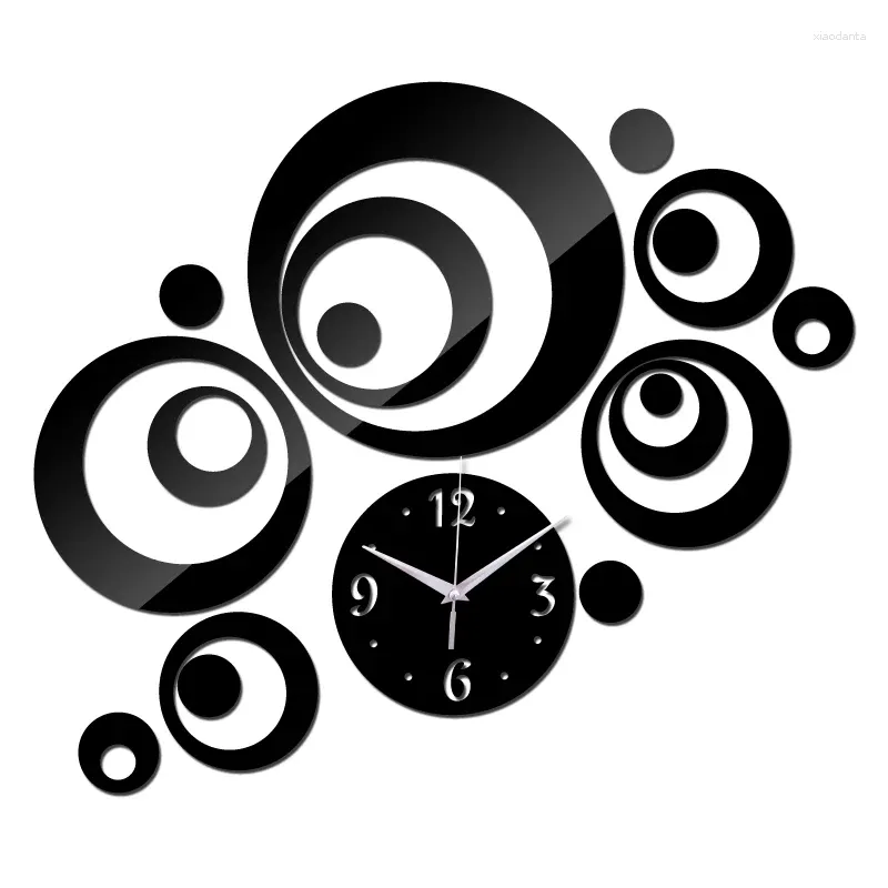 Väggklockor akryl spegel 3d klocka klocka klistermärken vardagsrum kvarts nålen europe diy reloj de pared horloge large