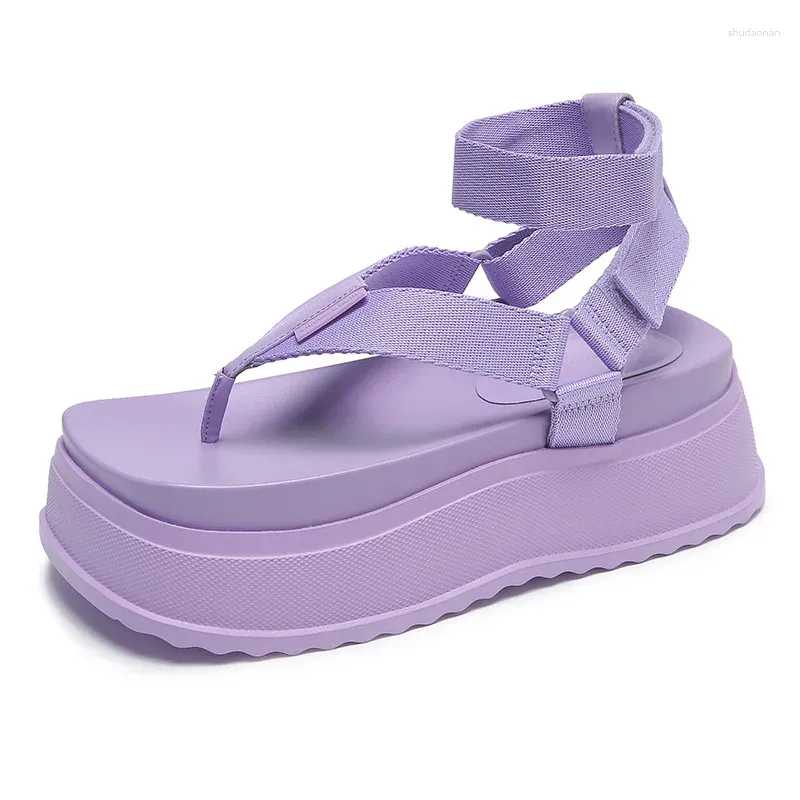 Sandales à semelles épaisses pour femmes, chaussures de plage décontractées, féerique, bonbons, antidérapantes, à la mode, assorties avec tout, été 2024, Zapatos