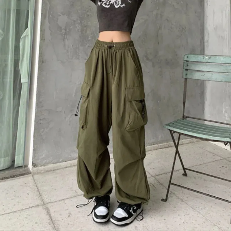 Y2K Mujeres Streetwear Techwear Cargo Coreano Harajuku Baggy Parachute Pantalones para hombres Pantalones de chándal Pantalones de pierna ancha Joggers Ropa 240123