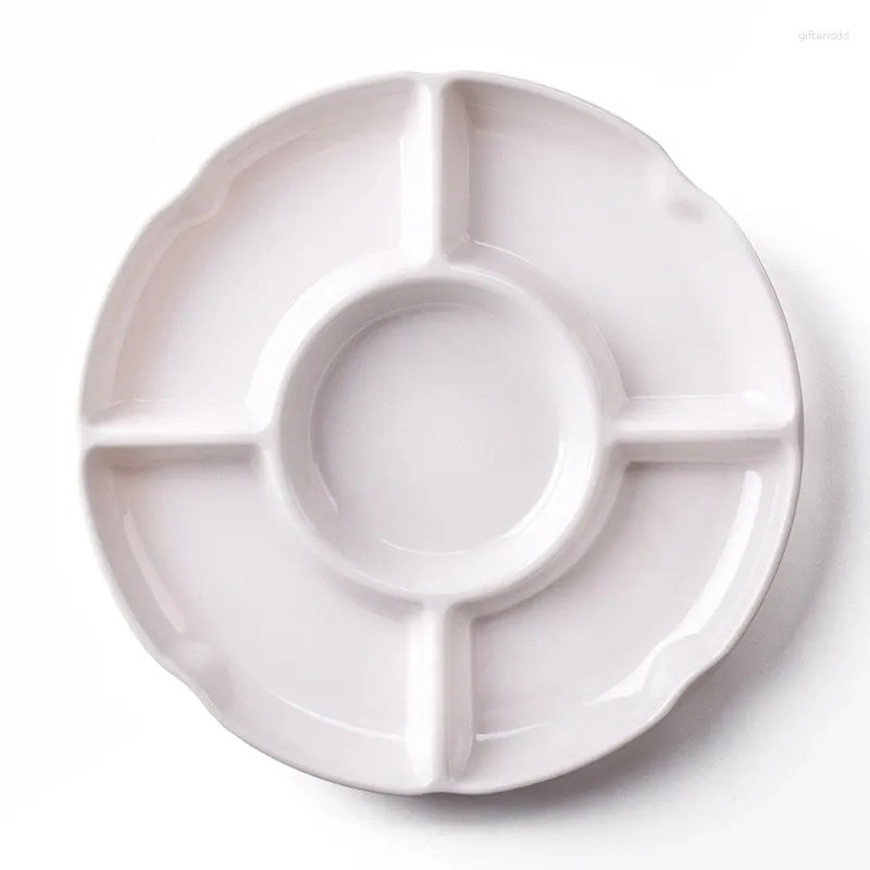 Tea Trays 5 Combined Round Plastic Tray Restaurant Household Size: 13 Inches White Partition