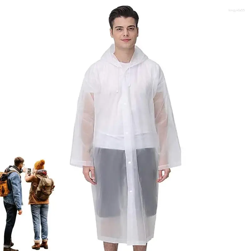 Raincoats Rain Poncho Adult Waterproof Long Raincoat Coat Hooded Portable Lightweight Pocket Size For Adults Families