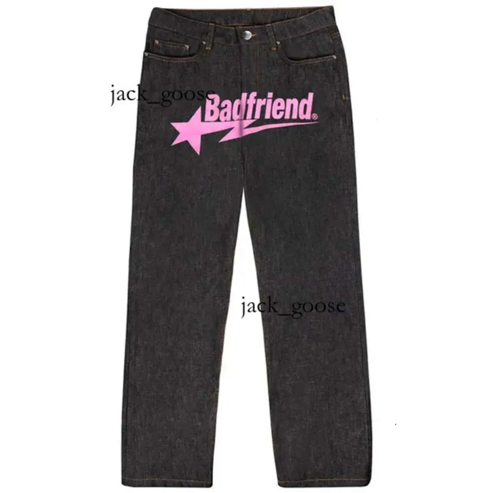 Purple Jeans Bad Friend Jeans Badfriend Jeans Mens Y2k Hip Hop Badfriend Letter Printing Baggy Black Pants 2023 Harajuku Fashion Punk Rock Wide Foot Trousers 319
