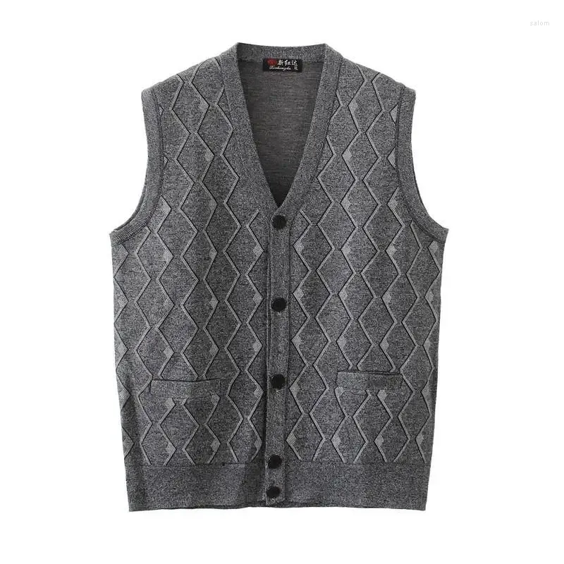 Men's Sweaters Casual Simple All-match V-Neck Sleeveless Vest Men 2024 Autumn Winter Arrival Knitted Cashmere Sweater A13