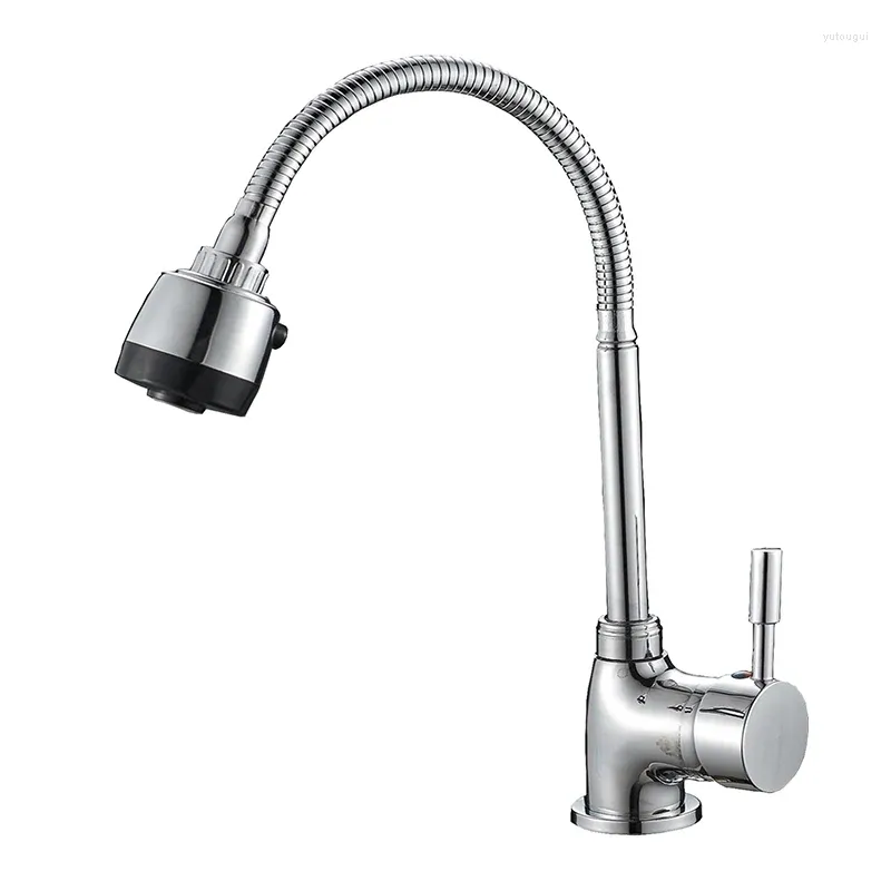 Rubinetti da cucina Azeta Rubinetto freddo e funzionale Rubinetto monoforo cromato con 2 tipi di uscita dell'acqua AT1608