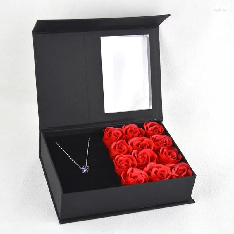 Smycken påsar halsbandslåda handgjorda rosblomma förpackning stunna underbar presentväska för hustru valentins jubileumsdag