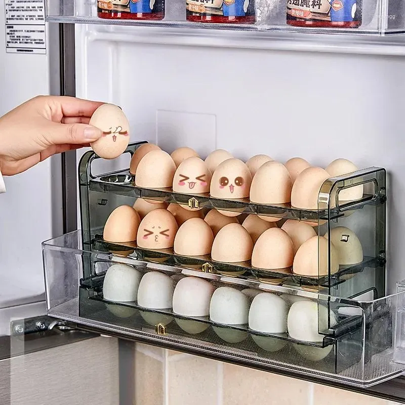 Storage Bottles Egg Holder For Refrigerator Detachable 36 Flip Organizer Side Door With Timer