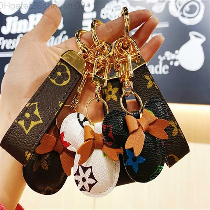 Mouse Diamond Design Car Keychain Favor Flower Bag Pendant Charm Jewelry Keyring Holder for Men Gift Fashion PU Leather Animal Key Chain 1ADM