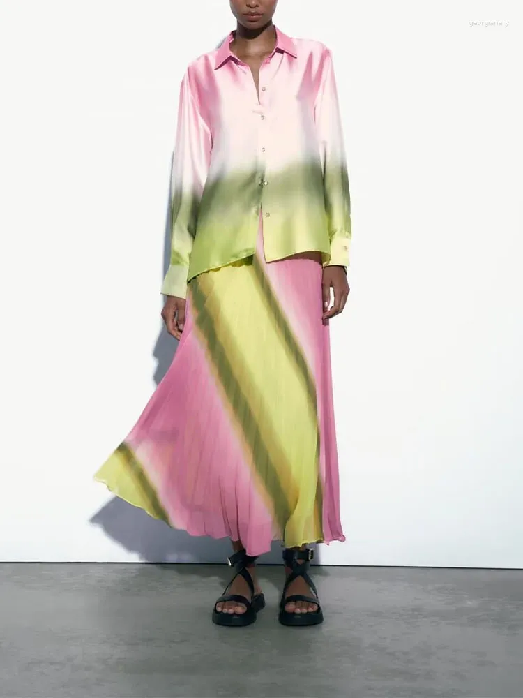 Tie Dye Printed Skirt For Women Casual, Versatile, Wrinkled