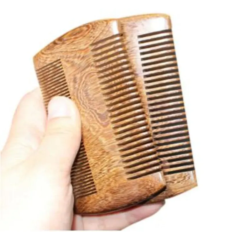 Natural Sandalwood Pocket Beard & Hair Combs for Men - Handmade Natural Wood Comb with Dense and Sparse Tooth