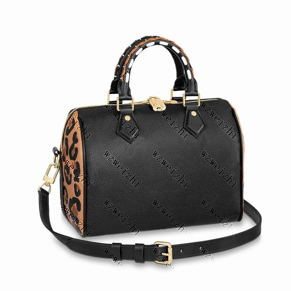 Handväskor av högsta kvalitet Totes äkta läderkvinnor Handväska Tygväska Fashion Leopard Print kuddväska Designers Crossbody Shoulder BA305Q