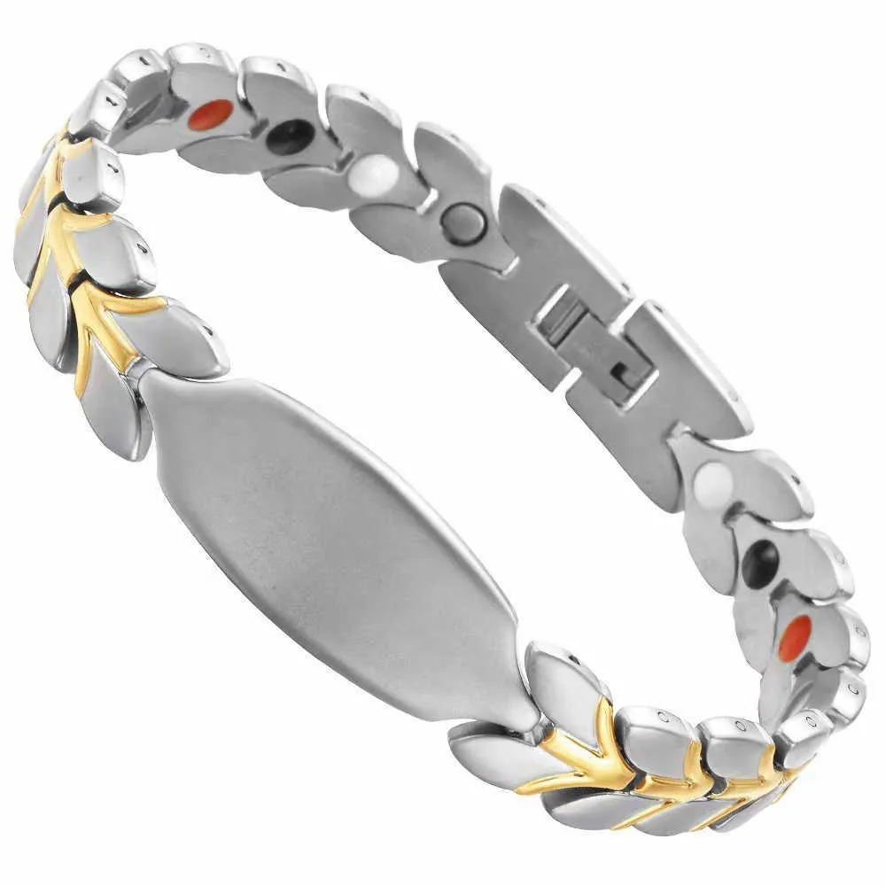 Bedelarmbanden Minimalistische tarweoor Mannelijke titanium stalen armband Sieraden Antistatische negatieve ionenarmband Vrouwelijke magnetische therapiearmband Vj8x